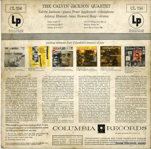 JACKSON, CALVIN the calvin jack son quartet CL756