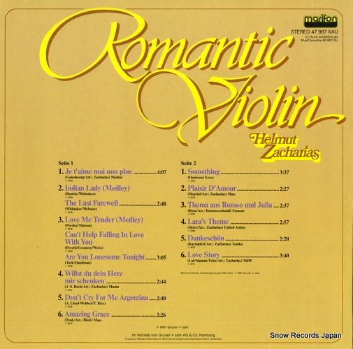 ZACHARIAS, HELMUT romantic violin 47987XAU
