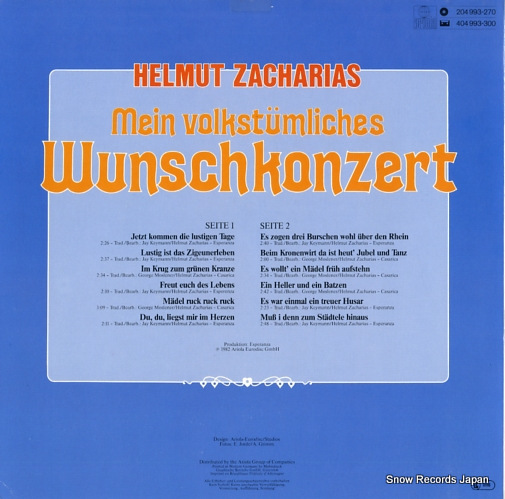 ZACHARIAS, HELMUT mein volkstumliches wunschkonzert 204993-270