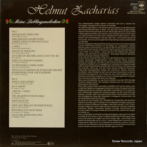 ZACHARIAS, HELMUT meine lieblingsmelodien CBS26260