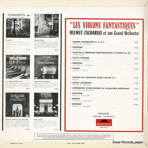 ZACHARIAS, HELMUT violons fantastiques 658036