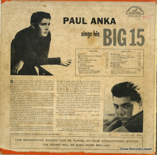 ANKA, PAUL sings hit big 15 ABC-323