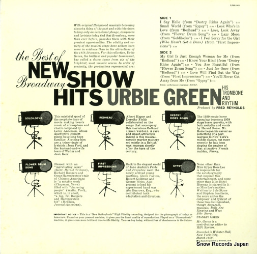 GREEN, URBIE his trombone and rhythm LPM-1969