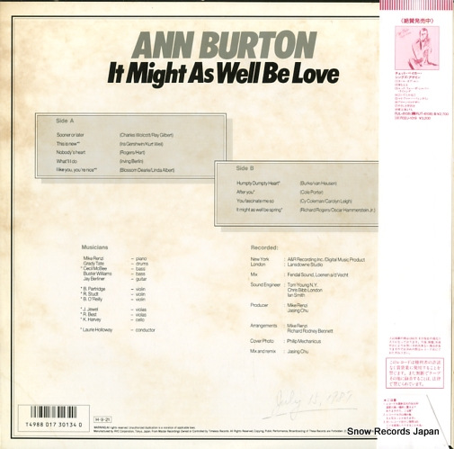 BURTON, ANN it night as well be love RJL-8115