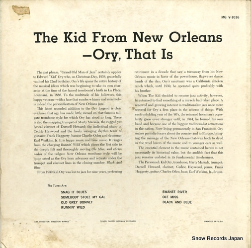 ORY, KID the kid from new orleans MGV-1016