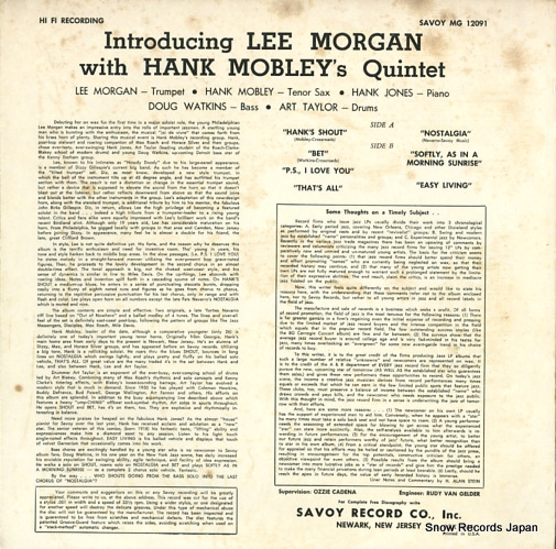 MORGAN, LEE introducing lee morgan MG-12091
