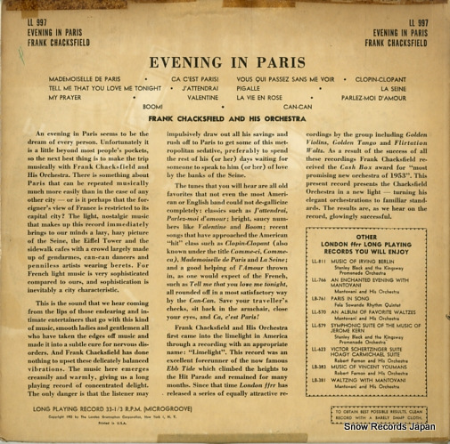 CHACKSFIELD, FRANK evening in paris LL997