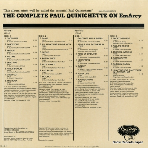 QUINICHETTE, PAUL the complete paul quinichette on emarcy 175J-5