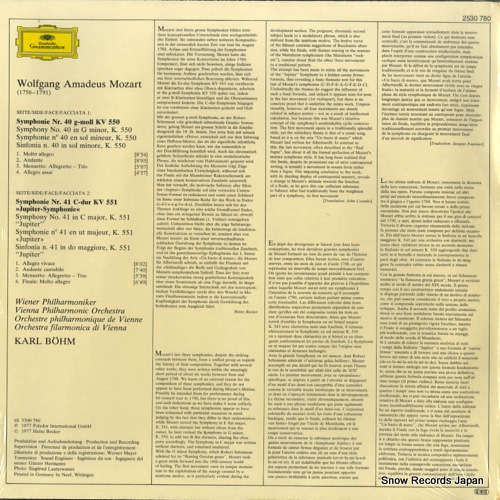 BOHM, KARL mozart; symphonien nr.40 & nr.41 jupiter 2530780