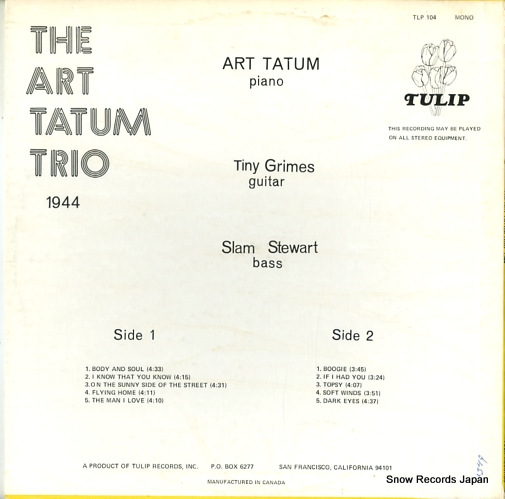 TATUM, ART art taum trio 1944 TLP104