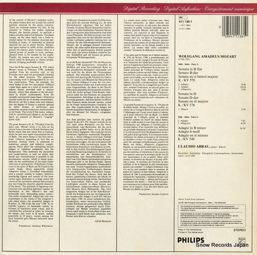 ARRAU, CLAUDIO mozart; piano sonatas 411136-1