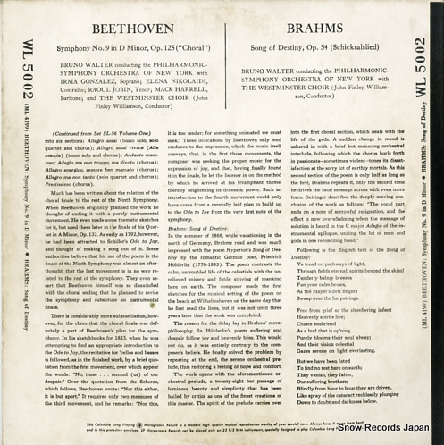 WALTER, BRUNO beethoven; symphony no.9 WL5001