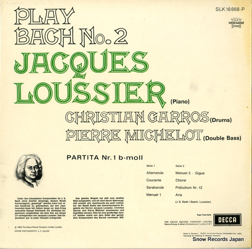 LOUSSIER, JACQUES play bach no.2 SLK16668-P