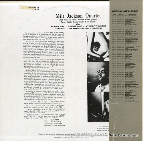 JACKSON, MILT milt jackson quartet OJC-001