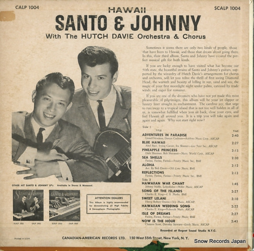 SANTO AND JOHNNY hawaii SCALP1004
