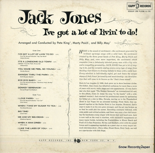 JONES, JACK i've got a lot of livin' to do! KL-1265