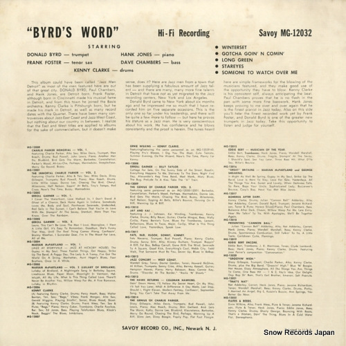 BYRD, DONALD byrd's word MG-12032