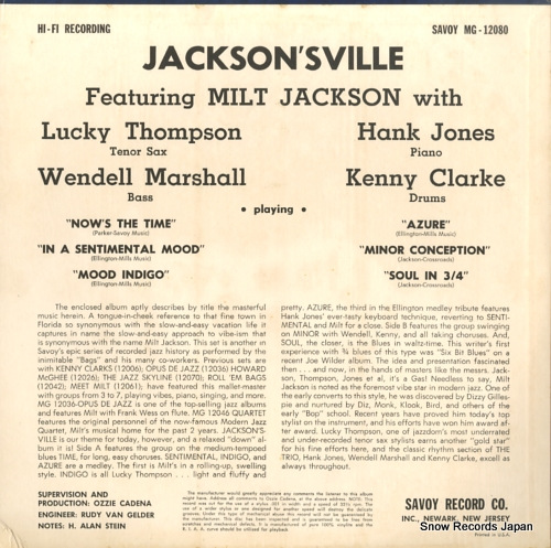 JACKSON, MILT jackson's ville MG-12080