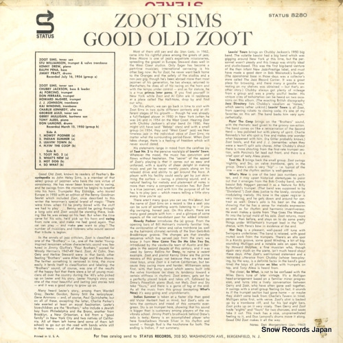 SIMS, ZOOT good old zoot NJLP8280 / ST8280