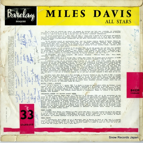 DAVIS, MILES miles davis all stars 84039
