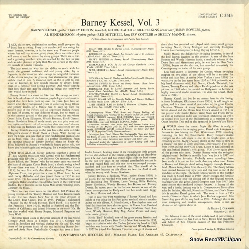 KESSEL, BARNEY to swing or not to swing / barney kessel vol.3 C3513