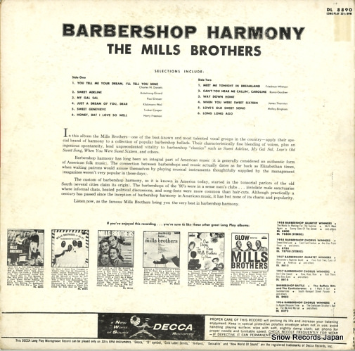MILLS BROTHERS, THE barbershop harmony DL8890