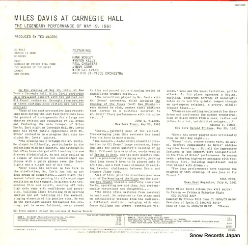 DAVIS, MILES at carnegie hall 23AP2559