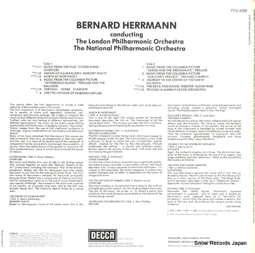 HERRMANN, BERNARD the composer conducts music PFS4365