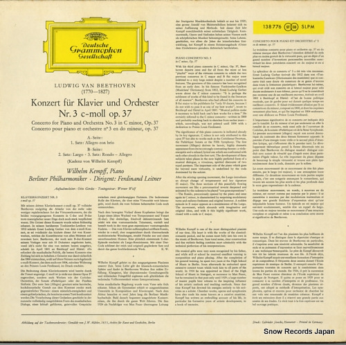 KEMPFF, WILHELM beethoven; klavierkonzert nr. 3 c-moll 138776