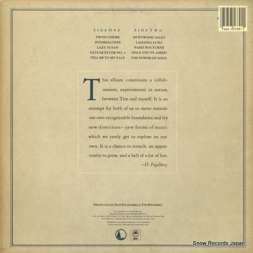 FOGELBERG, DAN, AND TIM WEISBERG twin sons of different mothers JE35339