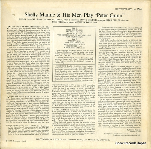 MANNE, SHELLY, AND HIS MEN play peter gunn C3560