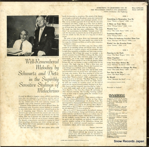 MELACHRINO STRINGS AND ORCHESTRA, THE something to remember you by LSP-3398