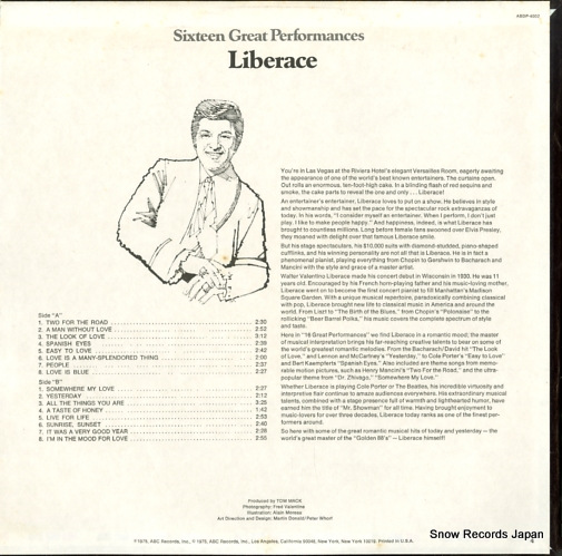 LIBERACE sixteen great performances ABDP-4002