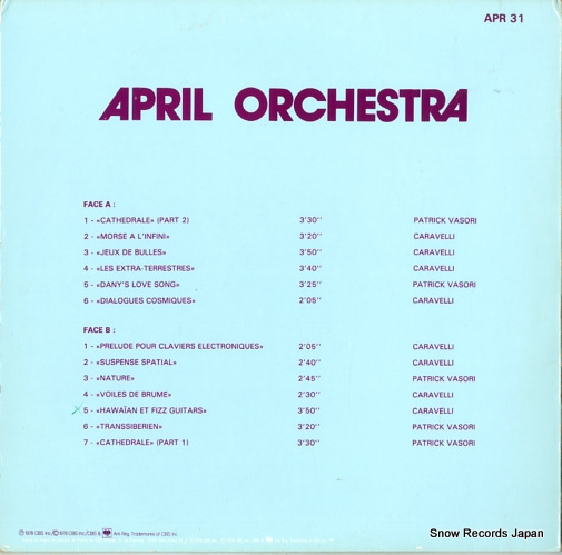 VASORI, PATRICK / CARAVELLI april orchestra vol.31 / claviers electroniques APR31