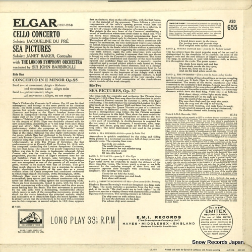BARBIROLLI, JOHN elgar; cello concerto / sea pictures ASD655