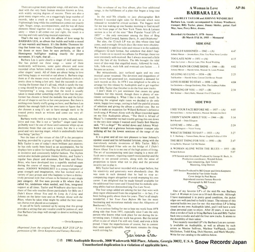 LEA, BARBARA a woman in love AP-86