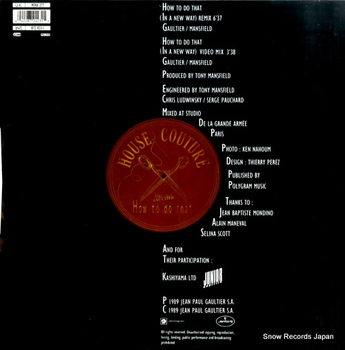 GAULTIER, JEAN PAUL how to do that MERX277