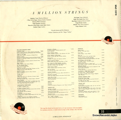 SANTOS, RICARDO / HELMUT ZACHARIAS a million strings 46012LPHM