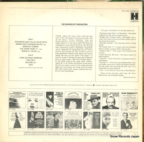 BRIARCLIFF ORCHESTRA, THE the briarcliff orchestra plays HS11404