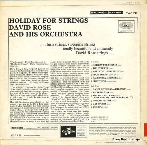 ROSE, DAVID holiday for strings TWO216
