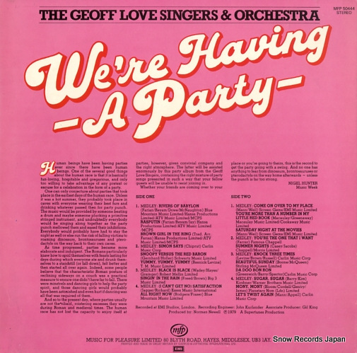 GEOFF LOVE SINGERS, THE , AND ORCHESTRA we're having a party MFP50444