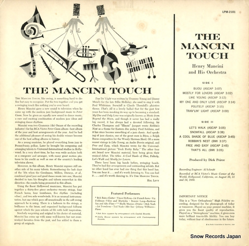 MANCINI, HENRY the mancini touch LPM-2101