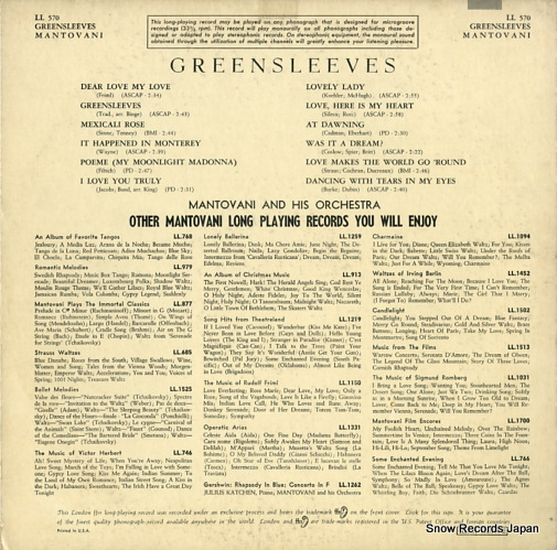 MANTOVANI an album of favorite waltzes LL570