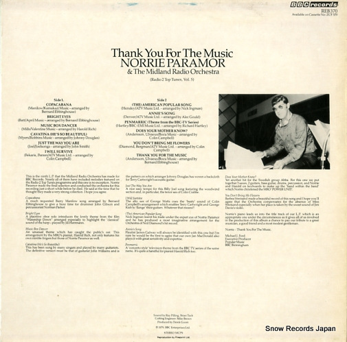 PARAMOR, NORRIE thank you fir the music REB370