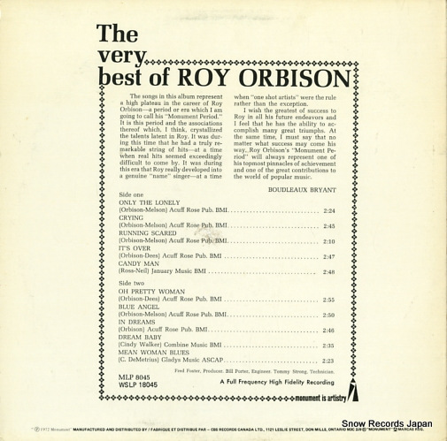 ORBISON, ROY the very best of roy orbison WSLP18045