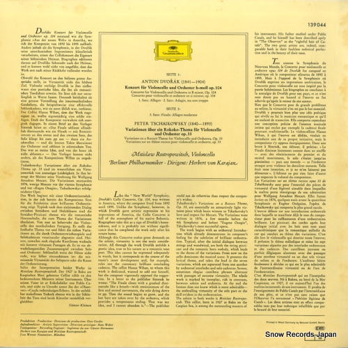 ROSTROPOVICH, MSTISLAV dvorak; cellokonzert h-moll (in b minor) 139044