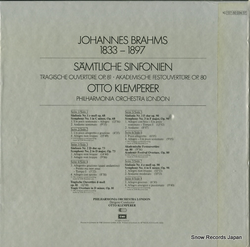 KLEMPERER, OTTO brahms; samtliche sinfonien 1C137-50034