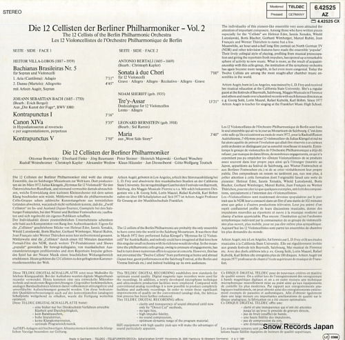 DIE 12 CELLISTEN DER BERLINER PHILHARMONIKER bach, bernstein, bertali, sheriff, villa-lobos vol.2 6.42525AZ