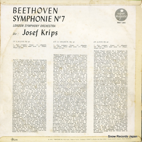 KRIPS, JOSEF beethoven symphonie n7 BBH1.280