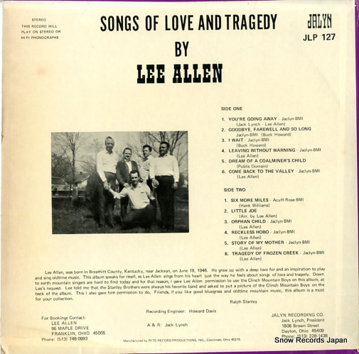 STANLEY, RALPH, AND THE CLINCH MOUNTAIN BOYS songs of love and tragedy by lee allen JLP127